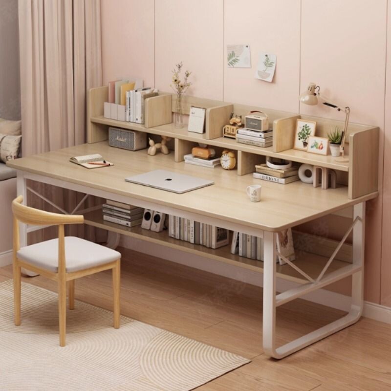 电脑桌卧室家用书桌子学生学习桌简易写字桌书架一体桌简约办公桌