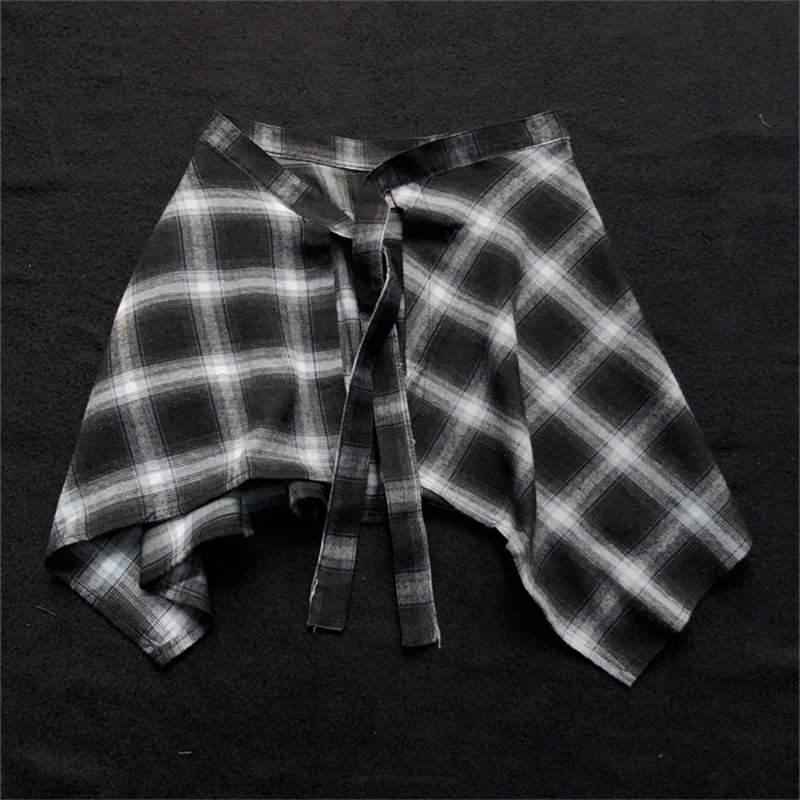 儿童屁帘跳舞舞蹈格子日系复古半裙黑白女童街舞裙男童叠穿腰封12