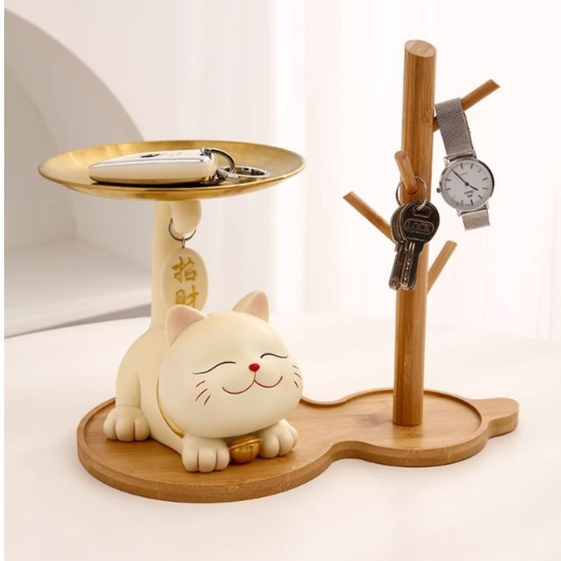 招财猫钥匙收纳玄关摆件客厅鞋柜入户装饰托盘置物架家居饰品实用