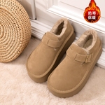 厚底雪地靴女2025新款冬季加绒加厚外穿毛毛勃肯鞋低帮保暖棉鞋子