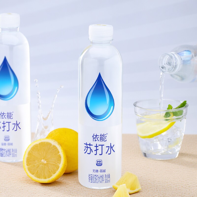 依能苏打水整箱24瓶青柠500ml*无糖锌弱碱性饮用水饮料饮品柠檬