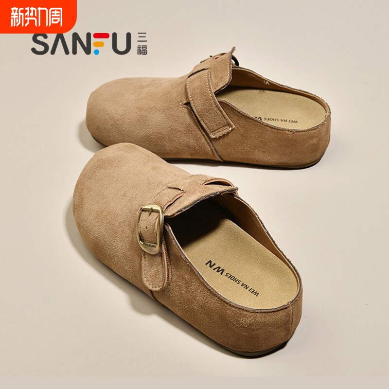 三福内增高厚底勃肯拖鞋女2026新款春夏凉拖懒人一脚蹬包头半拖鞋