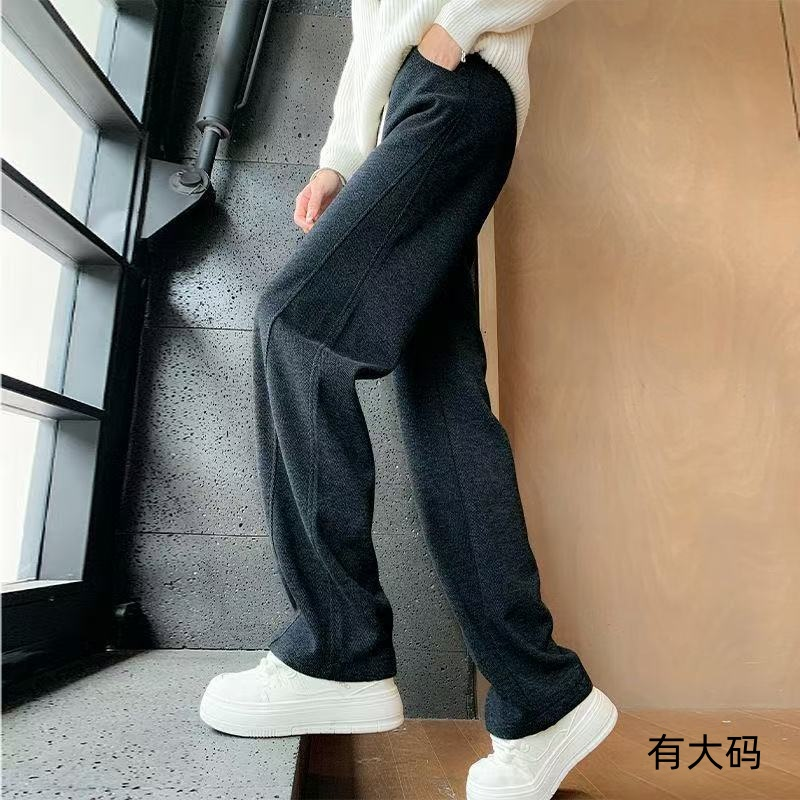 窄版香蕉裤女2025新款直筒加绒阔腿裤冬加厚运动女裤秋冬裤子大码