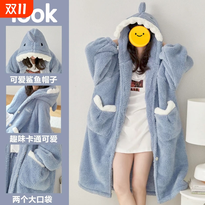 加厚男女珊瑚绒睡袍睡衣秋冬情侣