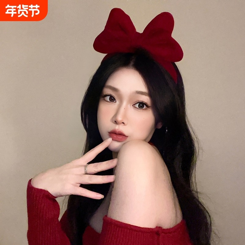 红色大蝴蝶结发箍洗脸专用头箍日系可爱新年网红公主发卡头饰发饰