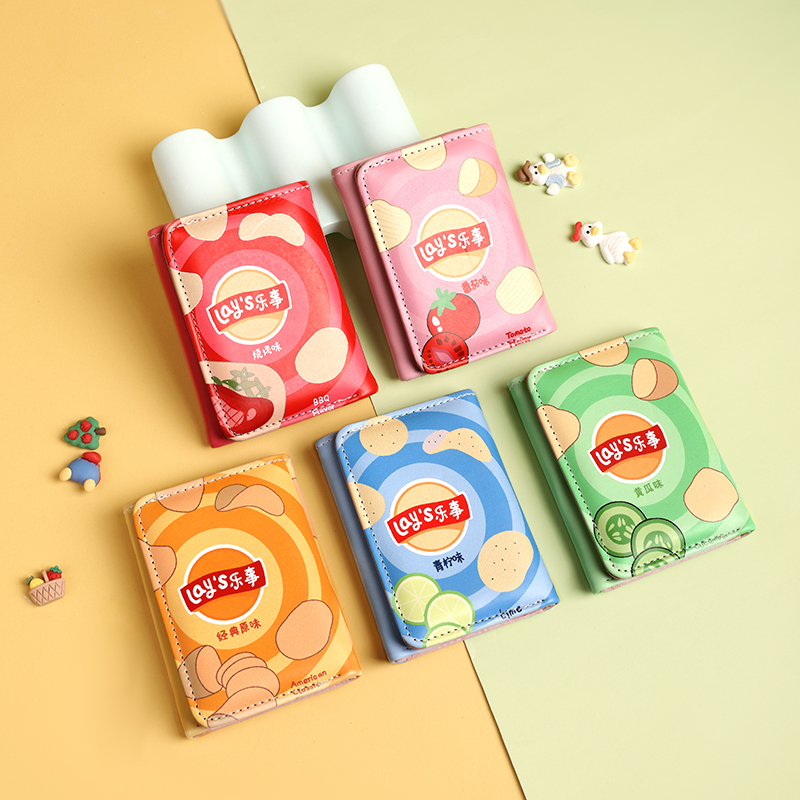 可爱卡通薯片钱包女2025新款短款三折创意卡包零钱包学生大容量男