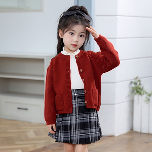上衣超好看早秋穿搭女宝开衫 儿童针织衫 毛衣 外套2025新款 女童秋装