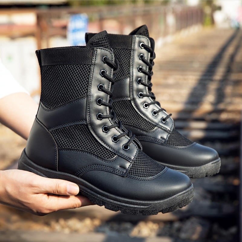 夏季网眼保安靴保安鞋超轻工装靴安检登山鞋高帮作战训靴防滑耐磨,户外/登山/野营/旅行用品,战术靴/飞行靴/沙漠靴,淘宝优惠券,粉丝福利购,淘宝优惠卷