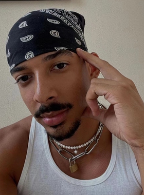 嘻哈腰果花方巾头巾女Bandana美式阿美咔叽hip hop复古围脖发饰男