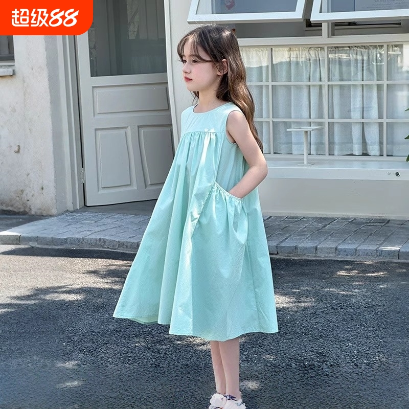小象同款女童连衣裙2025新款儿童夏装背心裙公主裙夏季纯棉裙子