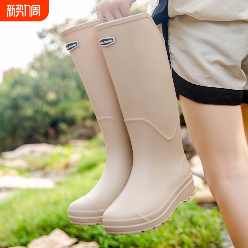 日韩时髦高筒水鞋女士户外登山旅游露营雨靴赶海下水防滑防水雨鞋