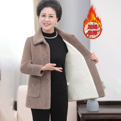 妈妈冬装外套2024新款水貂绒棉衣中老年女装加绒加厚奶奶毛呢大衣