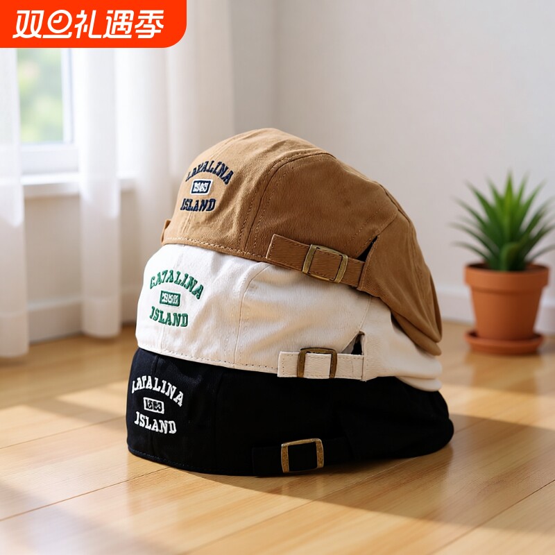 日系潮流街头反戴前进帽子男童嘻哈雅痞个性贝雷帽复古亲子画家帽