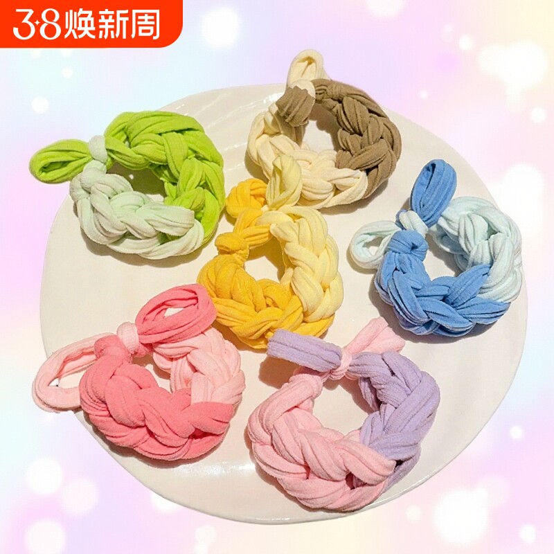 加粗高弹力编织蝴蝶结发圈百搭高马尾发绳橡皮筋女扎丸子头绳头饰