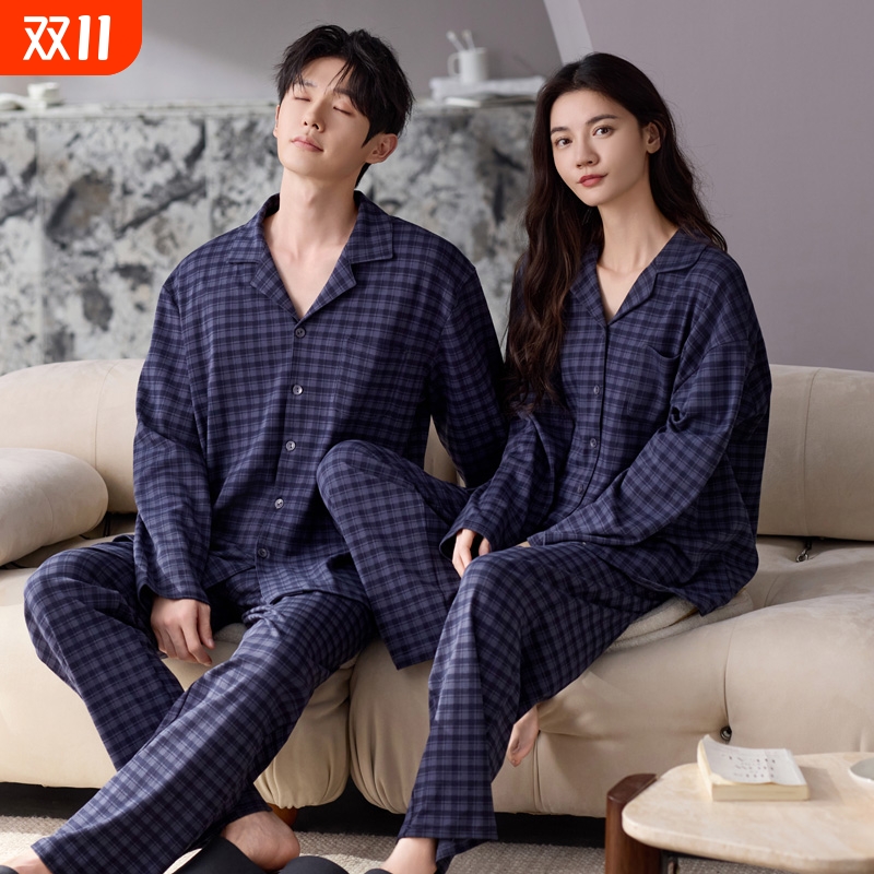 帕兰朵春秋季情侣睡衣男款纯棉全棉女2025新款家居服秋冬款长袖