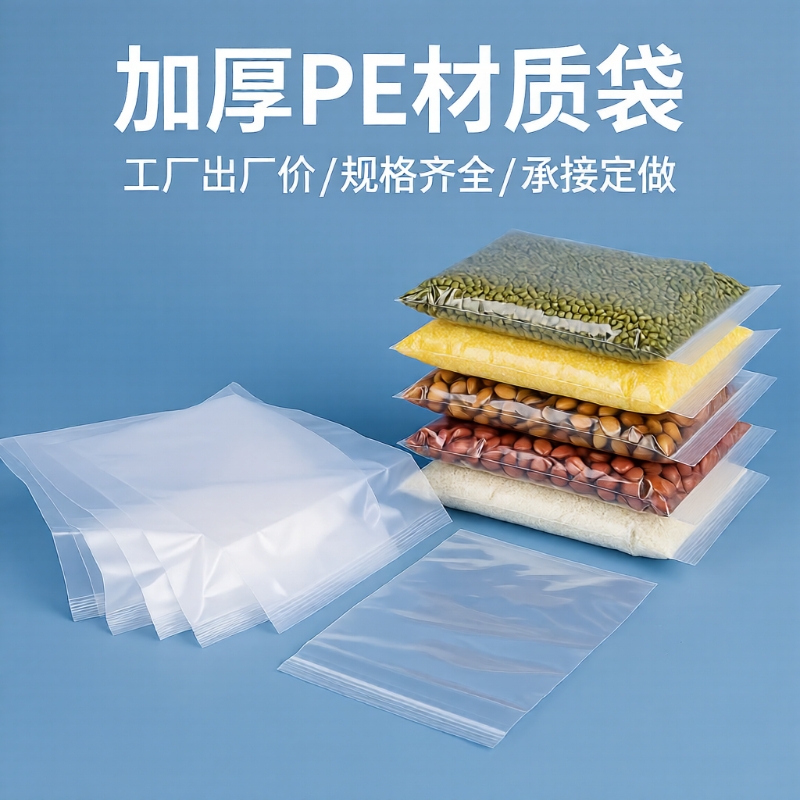 小号透明自封袋塑料pe食品包装袋加厚一次性密封口分装收纳袋大号