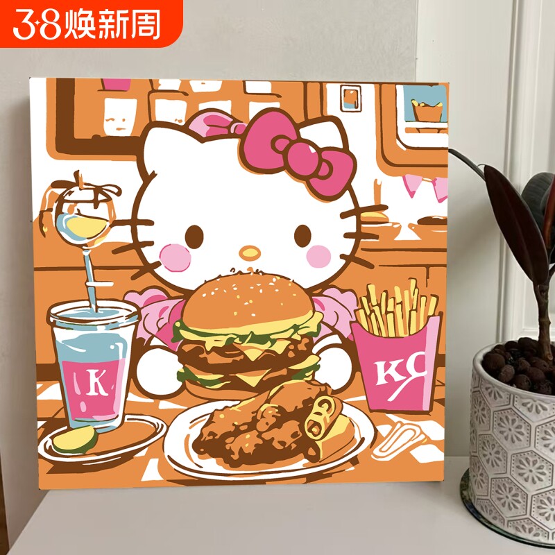 diy数字油画2026卡通动漫人物治愈系简单手工填色油彩画丙烯手绘