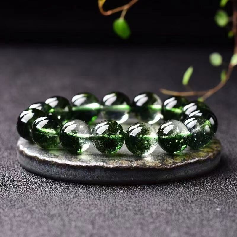 绿幽灵水晶手链聚宝盆千层水晶幽灵绿仿水晶珠满天星绿幽灵手串