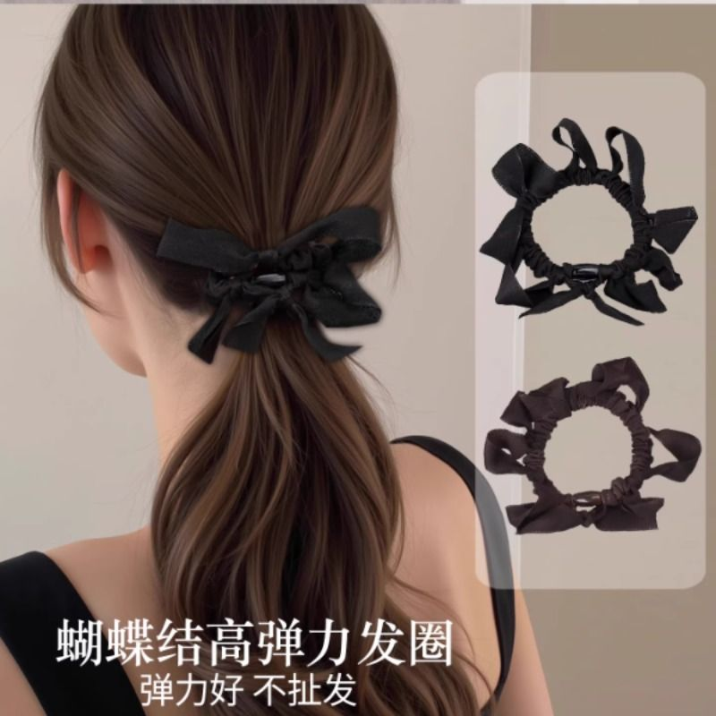 简约蝴蝶结发圈丸子头专用头绳2025新款高端橡皮筋女大人头圈发绳