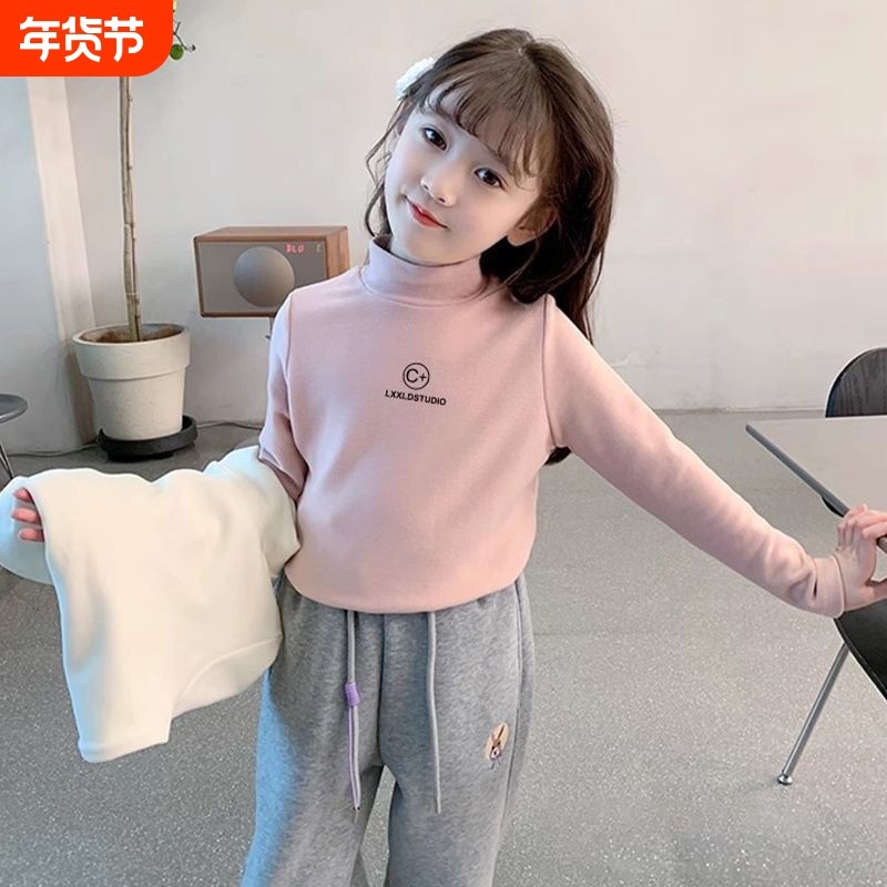 女童T恤2025新款女宝宝半高领长袖中大童秋冬双面德绒保暖打底衫,童装/婴儿装/亲子装,T恤,淘宝优惠券,粉丝福利购,淘宝优惠卷
