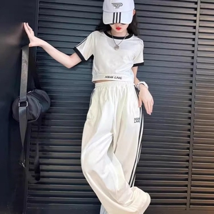 女童夏装套装2025新款大童女孩洋气网红炸街春秋运动服两件套薄款