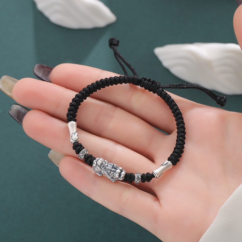 貔貅编织999纯银可调节男女手链