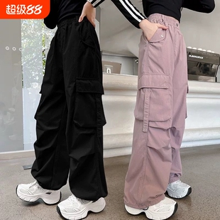 工装裤女童春装洋气宽松2026新款儿童超酷夏季薄款休闲时髦直筒裤