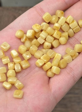 天然俄料蜜蜡小方糖随行散珠配饰文玩DIY饰品配件纹路细腻奶白