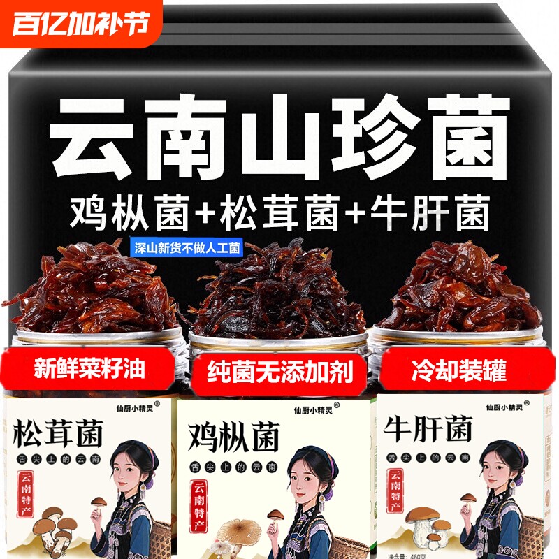 云南特产油鸡枞菌松茸菌牛肝菌即食香辣小吃香菇酱下饭菜拌饭拌面
