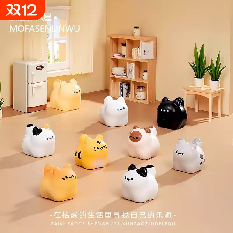 创意可爱迷你小猫公仔萌粒微景观diy装饰品卡通迷你桌面汽车摆件