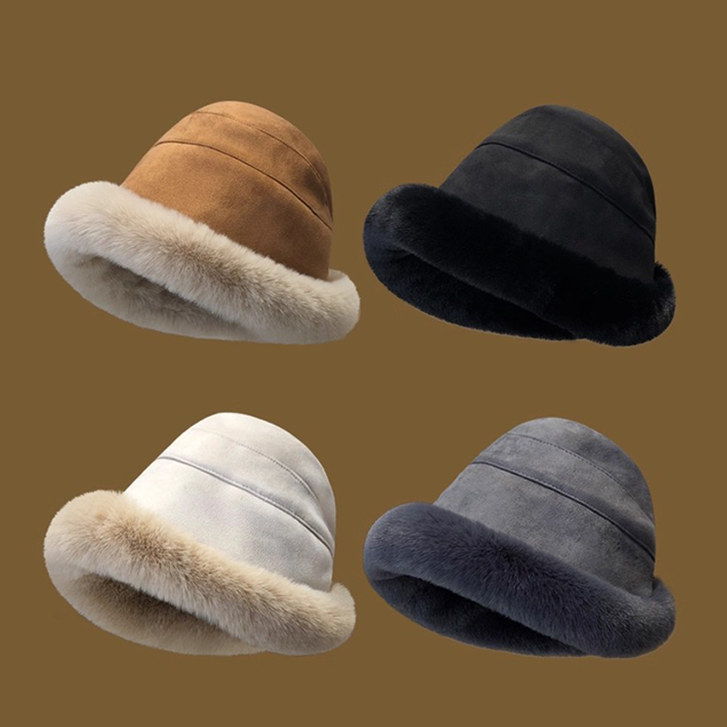 帽子女冬季新款加绒渔夫帽保暖棉帽护耳雷锋帽女秋冬毛绒盆帽防寒