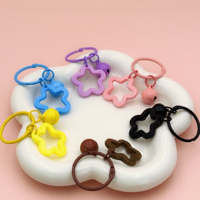 彩色亚克力星星钥匙扣圈环可爱铃铛diy挂饰配饰配件挂件五角星