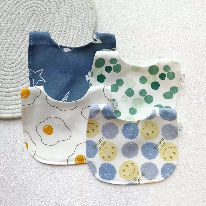 U型婴儿a类纯棉防水围嘴宝宝防吐奶口水巾全棉可调节围兜0-3岁n