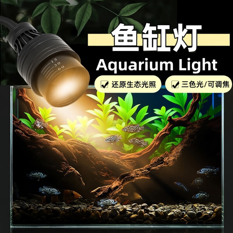 鱼缸灯鱼缸射灯Led变焦水族造景水草灯南美溪流缸雷龙鱼观赏灯饰