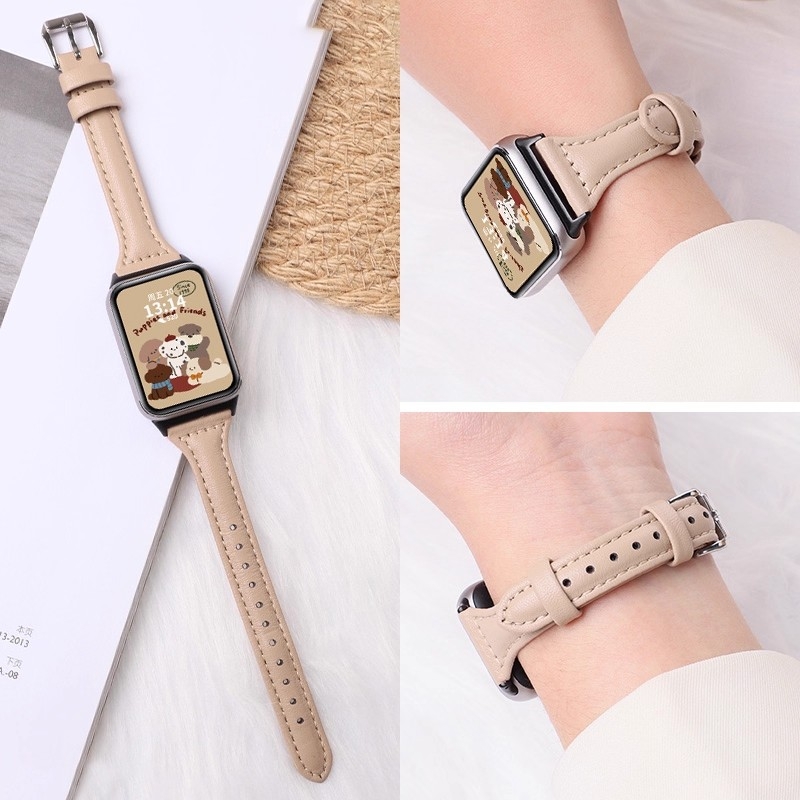 适用于小米手环9pro表带真皮红米手表5新款运动腕带8pro智能红米watch 4小蛮腰细款高级表链男女小众皮质配件