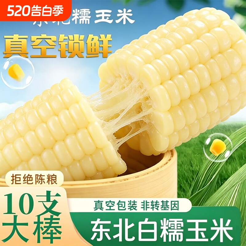 【新货头茬玉米】甜糯玉米东北白糯玉米真空装加热即食新鲜玉米棒