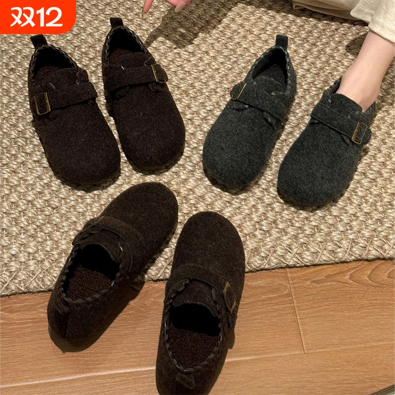 贾不假勃肯鞋女2025新款秋冬季爆款加绒内增高外穿毛毛保暖鞋灰色