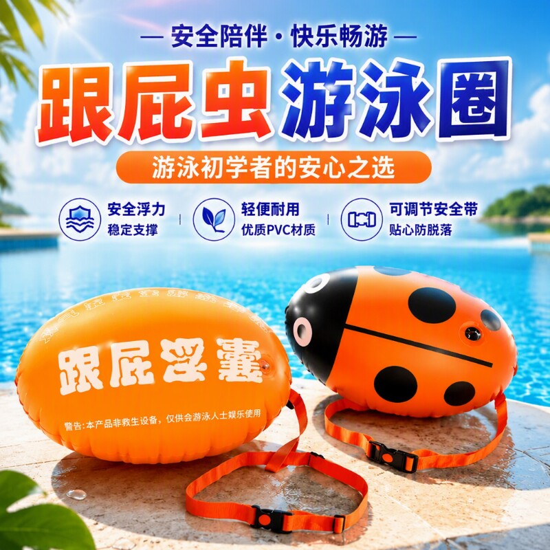 跟屁虫游泳专用游泳圈双气囊救生圈漂浮浮标成人海边水上充气泳池
