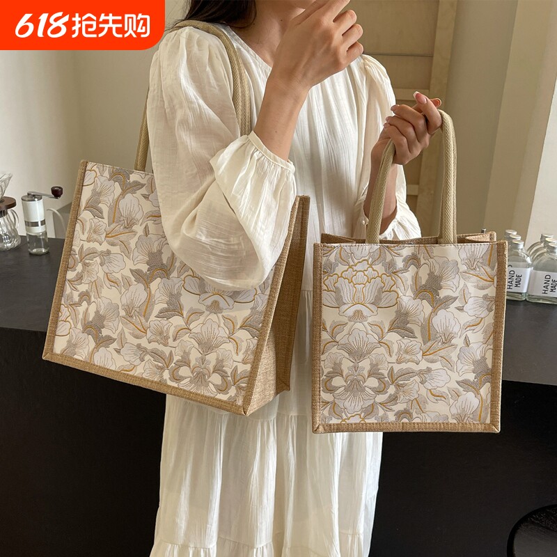 帆布包包女手提包2024大容量新款麻布手提袋女ins上班通勤托特