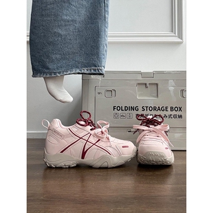 运动休闲阿甘鞋 7CM增高粉色厚底德训鞋 女2026春季 新款 百搭老爹鞋