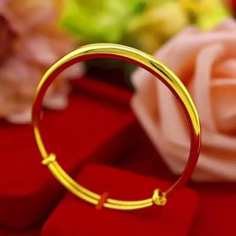 古法传承手镯沙金仿真黄金色金色素圈新款结婚款手饰手镯手链
