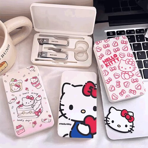 可爱KT猫指甲刀指甲剪套装学生卡通便携斜口指甲钳美甲工具全套盒 - 封面