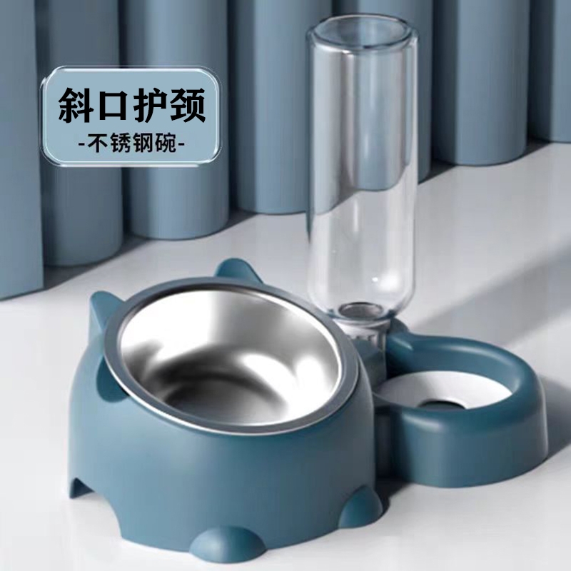 狗狗碗食盆粮水一体猫狗通用饮水器狗粮碗防打翻双碗自动饮水饭碗