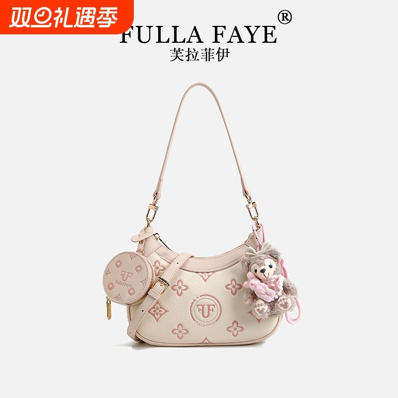 包包女包2025甜美印花新款小众月牙包百搭迷你单肩斜挎包女腋下包