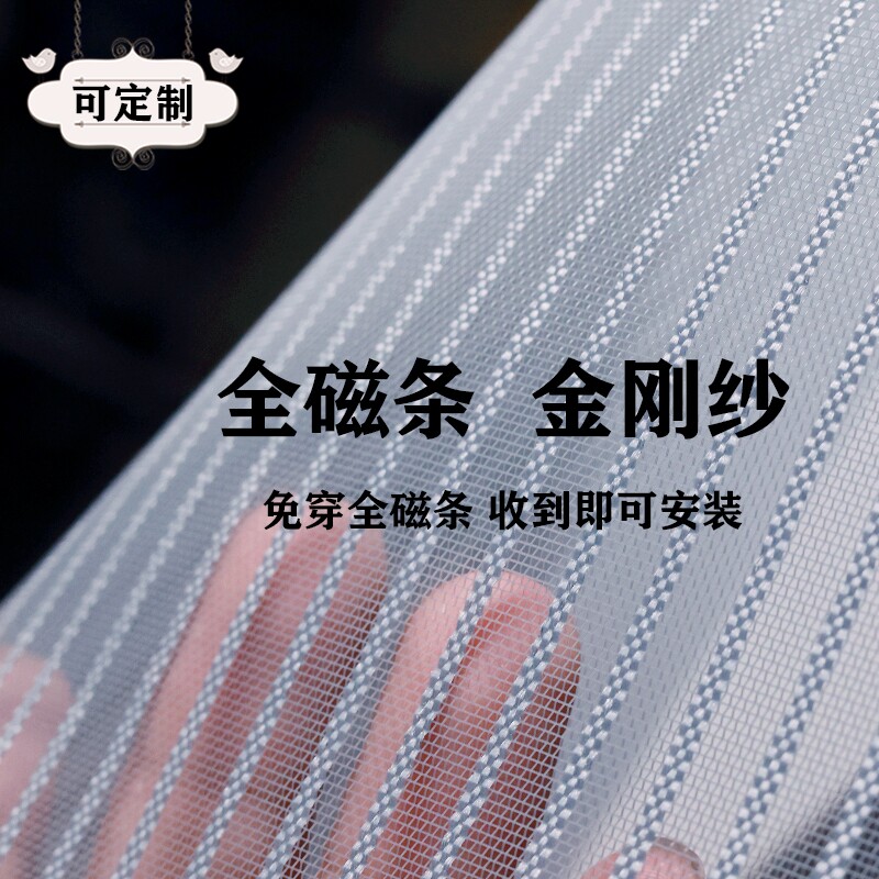 2026新款全磁条防蚊门帘夏季家用金刚网免打孔纱窗纱门磁性自对吸
