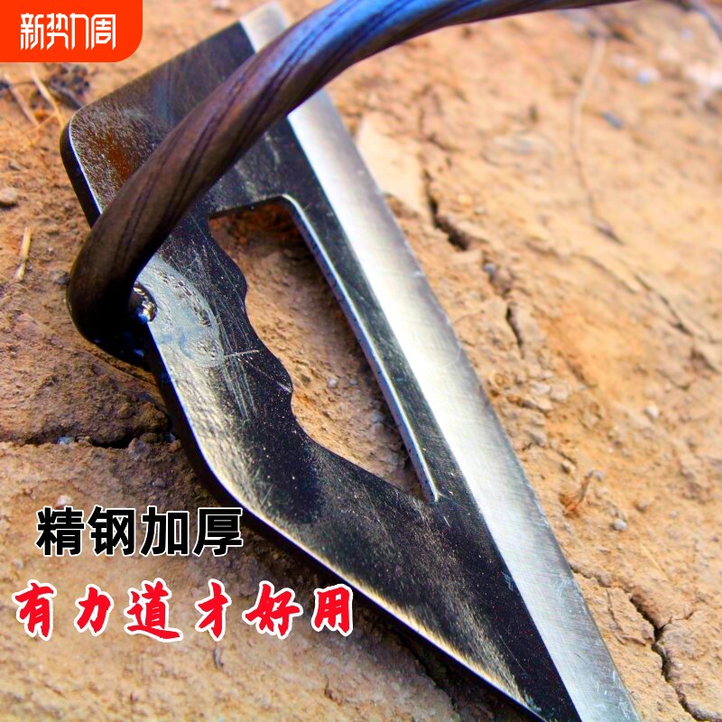 黑刀锄头开荒农具长柄锄草专用新款猛钢加厚木柄空心农用拔草神器