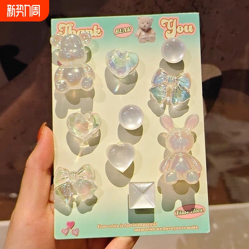 潮款夏日幻彩花朵洞洞鞋配饰适配crocs时尚立体卡通可拆卸diy