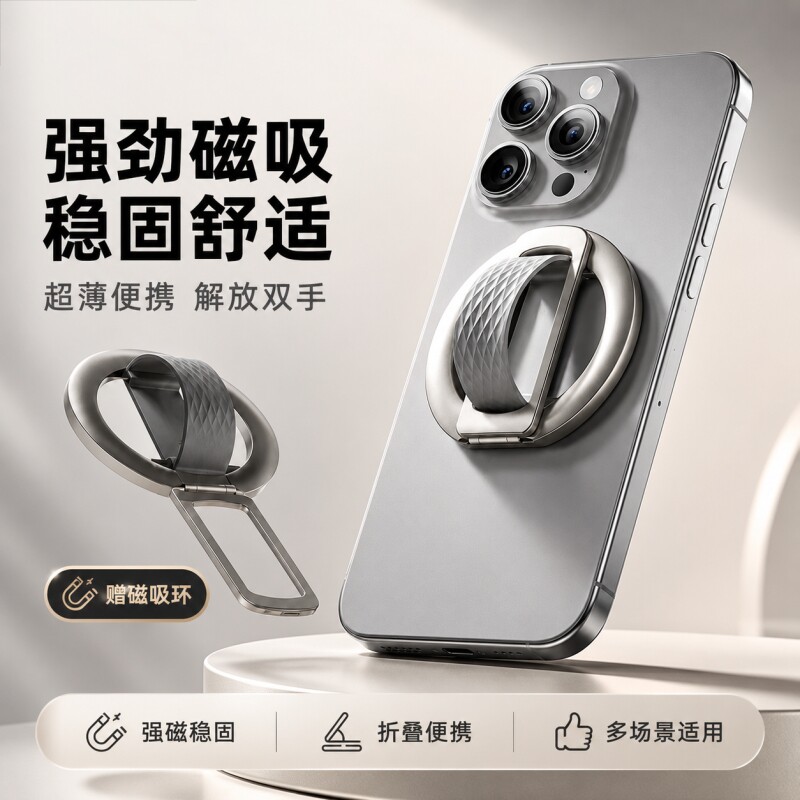磁吸手机支架指环扣Magsafe液态硅胶便携解放小拇指桌面背贴手机架懒人支架床头手机平板支架超薄手指强磁