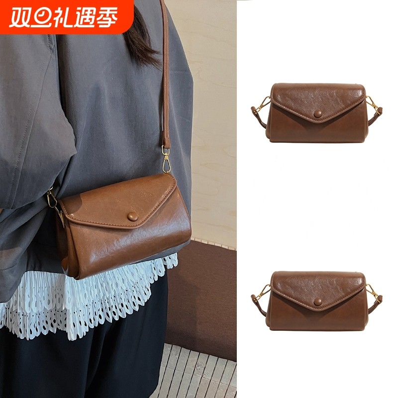 伊布古奇包包女新款时尚潮流爆款单肩女士通勤简约小方包油蜡皮