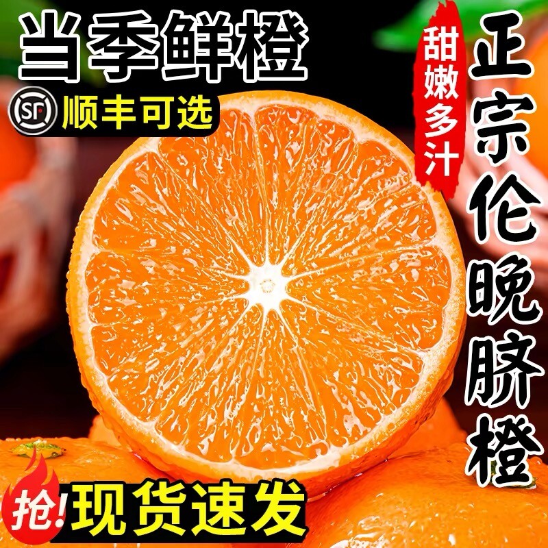 橙子伦晚脐橙湖北秭归新鲜10斤大果甜春橙榨汁手剥橙整箱当季水果